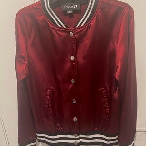 Forever 21 Satin Varsity Jacket, size L